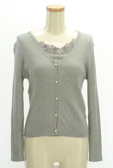 WILLSELECTION（ウィルセレクション）の古着「刺繍ネック半袖ニット＋パールボタンカーディガン（アンサンブル）」大画像１へ
