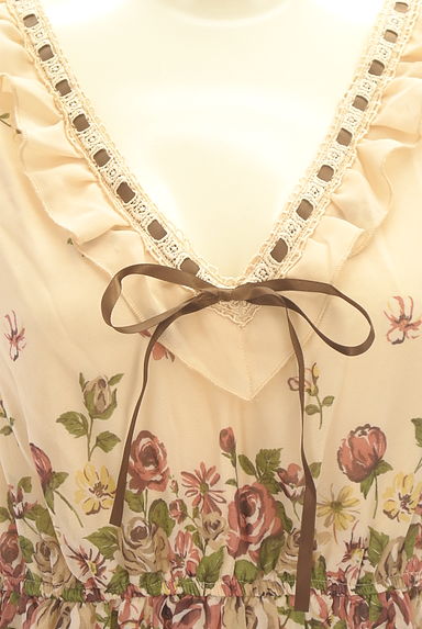 axes femme（アクシーズファム）の古着「レトロ花柄膝丈シフォンワンピース（ワンピース・チュニック）」大画像４へ