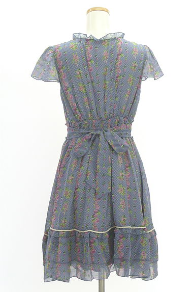 axes femme（アクシーズファム）の古着「ドット×花柄膝丈シフォンワンピース（ワンピース・チュニック）」大画像２へ