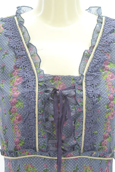 axes femme（アクシーズファム）の古着「ドット×花柄膝丈シフォンワンピース（ワンピース・チュニック）」大画像４へ