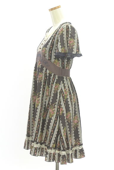 axes femme（アクシーズファム）の古着「レース＆花柄プリント膝丈ワンピース（ワンピース・チュニック）」大画像３へ