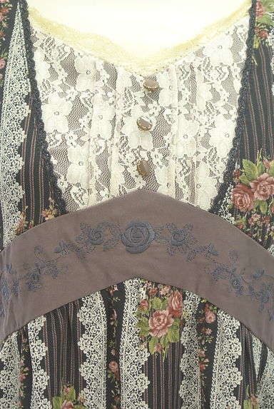 axes femme（アクシーズファム）の古着「レース＆花柄プリント膝丈ワンピース（ワンピース・チュニック）」大画像４へ