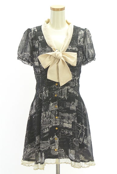 axes femme（アクシーズファム）の古着「プリントシフォンボウタイ膝上ワンピース（ワンピース・チュニック）」大画像１へ