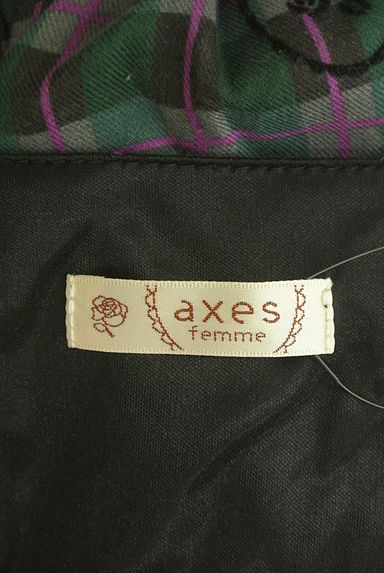 axes femme（アクシーズファム）の古着「ウエストリボン猫×チェック柄膝丈ワンピース（ワンピース・チュニック）」大画像６へ