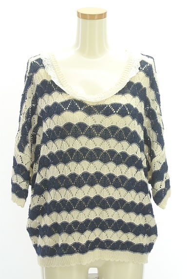 axes femme（アクシーズファム）の古着「バックレースアップ透かし編みニットトップス（ニット）」大画像１へ