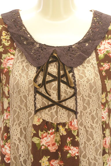 axes femme（アクシーズファム）の古着「花柄×レースミニニットワンピース（ワンピース・チュニック）」大画像４へ
