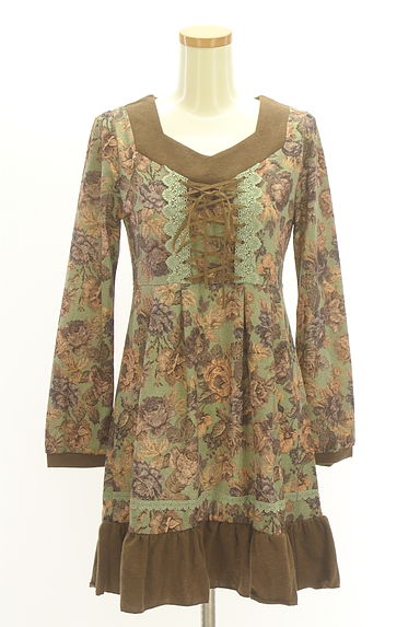 axes femme（アクシーズファム）の古着「ゴブラン織風花柄膝上ワンピース（ワンピース・チュニック）」大画像１へ