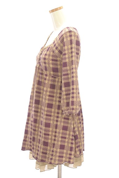 axes femme（アクシーズファム）の古着「フロントリボンチェック柄膝上ワンピース（ワンピース・チュニック）」大画像３へ