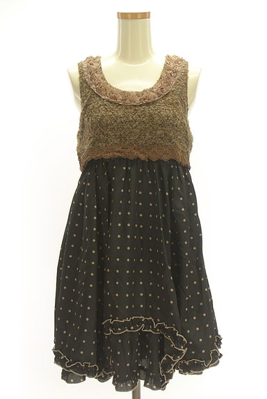 axes femme（アクシーズファム）の古着「ニット切替ドット柄ノースリワンピース（ワンピース・チュニック）」大画像１へ