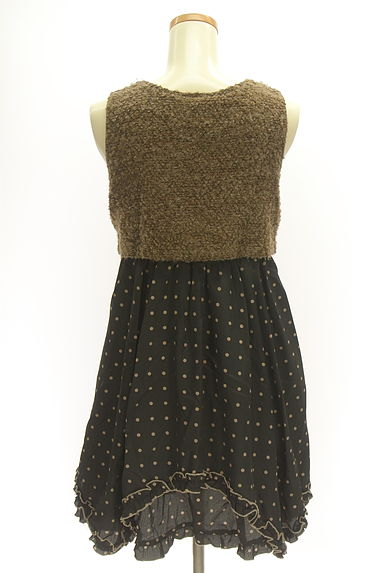 axes femme（アクシーズファム）の古着「ニット切替ドット柄ノースリワンピース（ワンピース・チュニック）」大画像２へ