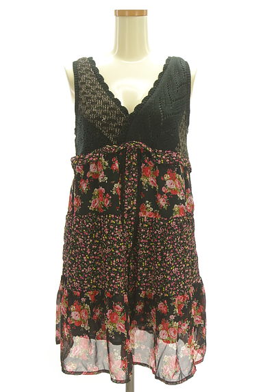 axes femme（アクシーズファム）の古着「ラメ糸混ニット切替花柄シフォンチュニック（カットソー・プルオーバー）」大画像１へ