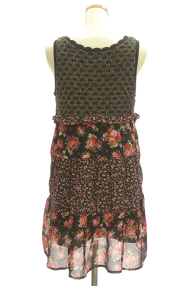 axes femme（アクシーズファム）の古着「ラメ糸混ニット切替花柄シフォンチュニック（カットソー・プルオーバー）」大画像２へ