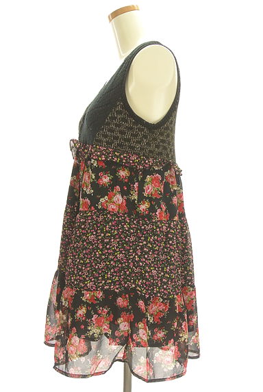 axes femme（アクシーズファム）の古着「ラメ糸混ニット切替花柄シフォンチュニック（カットソー・プルオーバー）」大画像３へ
