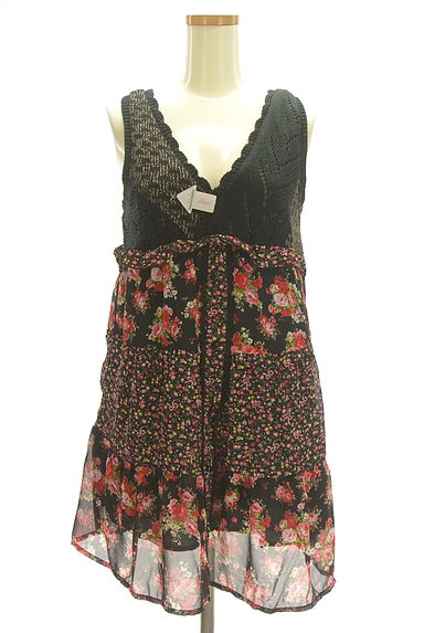 axes femme（アクシーズファム）の古着「ラメ糸混ニット切替花柄シフォンチュニック（カットソー・プルオーバー）」大画像４へ