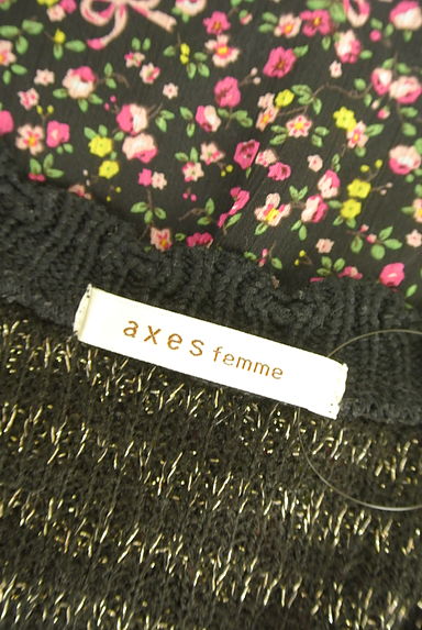 axes femme（アクシーズファム）の古着「ラメ糸混ニット切替花柄シフォンチュニック（カットソー・プルオーバー）」大画像６へ