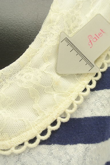 axes femme（アクシーズファム）の古着「襟付きフレンチスリーブボーダーカットソー（ニット）」大画像５へ