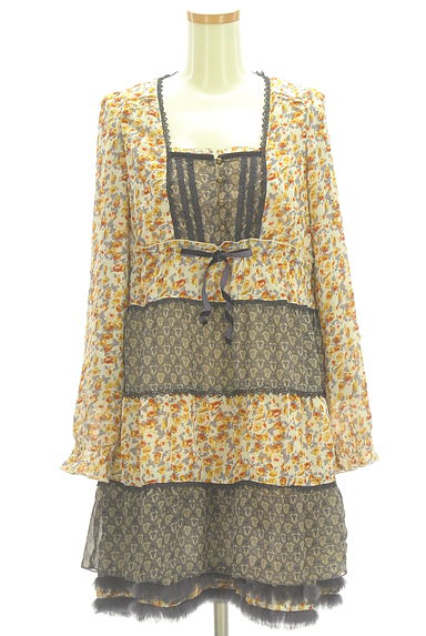 axes femme（アクシーズファム）の古着「エスニック×花柄膝丈シフォンワンピース（ワンピース・チュニック）」大画像１へ