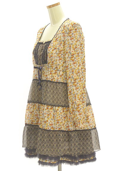 axes femme（アクシーズファム）の古着「エスニック×花柄膝丈シフォンワンピース（ワンピース・チュニック）」大画像３へ