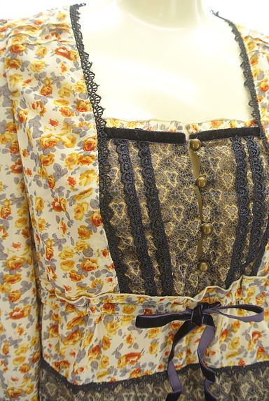 axes femme（アクシーズファム）の古着「エスニック×花柄膝丈シフォンワンピース（ワンピース・チュニック）」大画像４へ