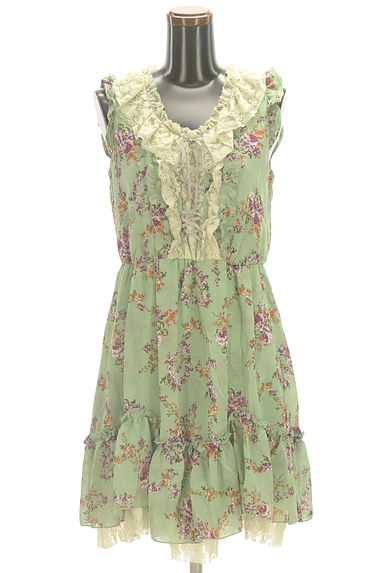 axes femme（アクシーズファム）の古着「レースフリル花柄シフォン膝上ワンピース（ワンピース・チュニック）」大画像１へ