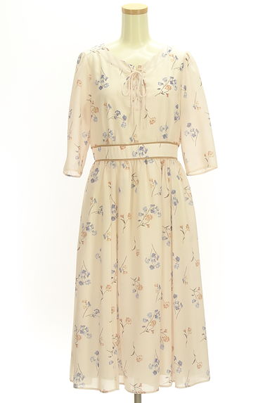 LAISSE PASSE（レッセパッセ）の古着「七分袖膝下花柄シアーワンピース（ワンピース・チュニック）」大画像１へ
