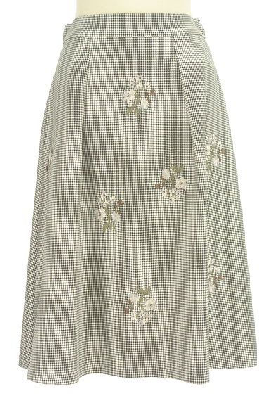 LAISSE PASSE（レッセパッセ）の古着「花刺繍入り千鳥格子柄膝下スカート（ロングスカート・マキシスカート）」大画像１へ