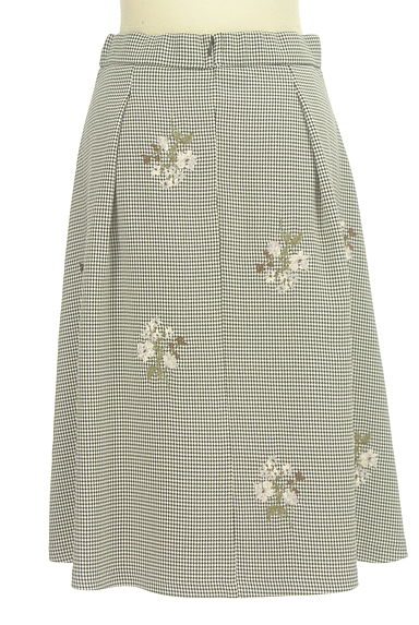 LAISSE PASSE（レッセパッセ）の古着「花刺繍入り千鳥格子柄膝下スカート（ロングスカート・マキシスカート）」大画像２へ