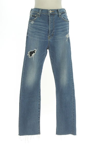 AZUL BY MOUSSY（アズールバイマウジー）の古着「ダメージ加工ハイウエストテーパードデニムパンツ（デニムパンツ）」大画像１へ