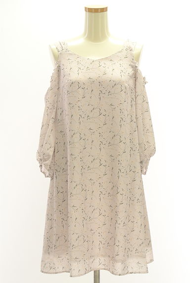 PROPORTION BODY DRESSING（プロポーションボディ ドレッシング）の古着「花柄オープンショルダー膝丈ワンピース（ワンピース・チュニック）」大画像１へ