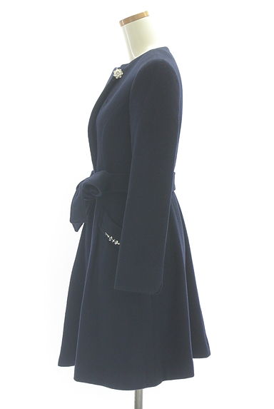 Feroux（フェルゥ）の古着「ベルト付きノーカラーロングコート（コート）」大画像３へ