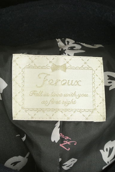 Feroux（フェルゥ）の古着「ベルト付きノーカラーロングコート（コート）」大画像６へ