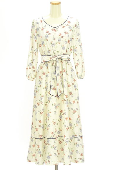 JILL by JILLSTUART（ジルバイジルスチュアート）の古着「ベルト付き花柄パイピングロングワンピース（ワンピース・チュニック）」大画像１へ