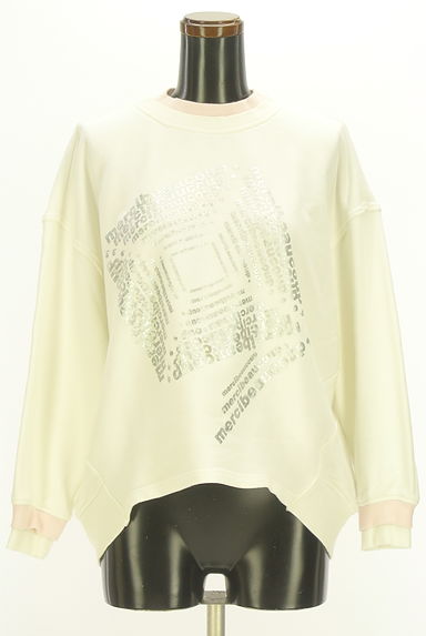 mercibeaucoup（メルシーボークー）の古着「レイヤード風光沢ロゴスウェットトップス（スウェット・パーカー）」大画像１へ