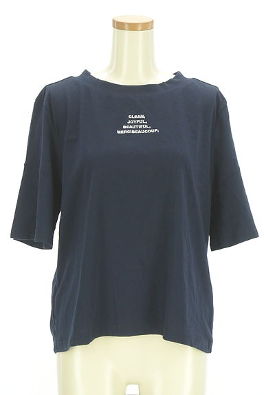 mercibeaucoup（メルシーボークー）の古着「ロゴ刺繍入り五分袖Tシャツ（Ｔシャツ）」大画像１へ