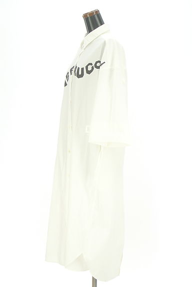 mercibeaucoup（メルシーボークー）の古着「フロントロゴ８分袖ロングシャツワンピース（ワンピース・チュニック）」大画像３へ