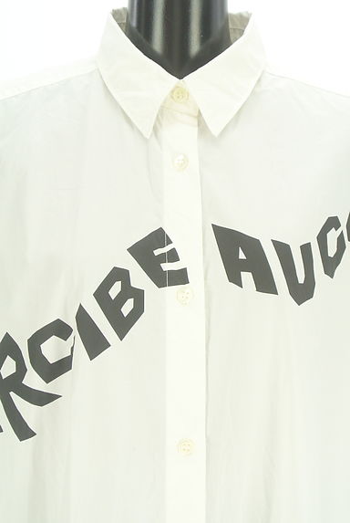 mercibeaucoup（メルシーボークー）の古着「フロントロゴ８分袖ロングシャツワンピース（ワンピース・チュニック）」大画像４へ