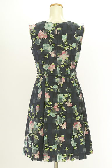 KarL Park Lane（カールパークレーン）の古着「花柄シアーチェック膝丈ワンピース（ワンピース・チュニック）」大画像２へ