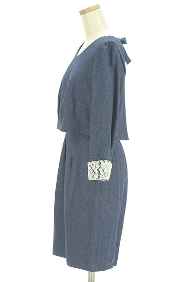 PROPORTION BODY DRESSING（プロポーションボディ ドレッシング）の古着「バックレース膝丈起毛ワンピース（ワンピース・チュニック）」大画像３へ