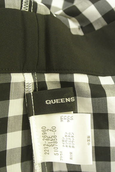 QUEENS COURT（クイーンズコート）の古着「ビジューニットカーデ×チェック柄ブラウス（アンサンブル）」大画像６へ
