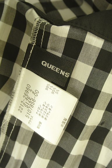 QUEENS COURT（クイーンズコート）の古着「ビジューニットカーデ×チェック柄ブラウス（アンサンブル）」大画像６へ