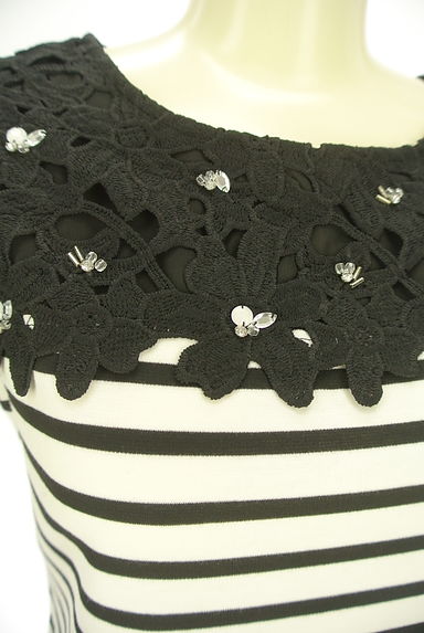 QUEENS COURT（クイーンズコート）の古着「花柄刺繍レース切替ボーダーカットソー（カットソー・プルオーバー）」大画像４へ