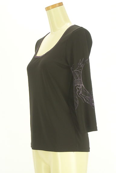 Qutie Frash（キューティーフラッシュ）の古着「パイピングUネック龍プリントカットソー（Ｔシャツ）」大画像３へ