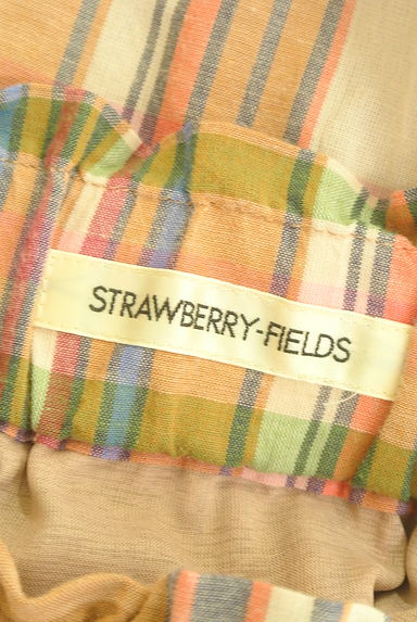 STRAWBERRY-FIELDS（ストロベリーフィールズ）の古着「チェック柄綿麻ロングフレアスカート（ロングスカート・マキシスカート）」大画像６へ