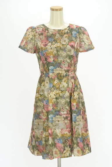KarL Park Lane（カールパークレーン）の古着「透かしボーダー花柄膝丈ワンピース（ワンピース・チュニック）」大画像１へ