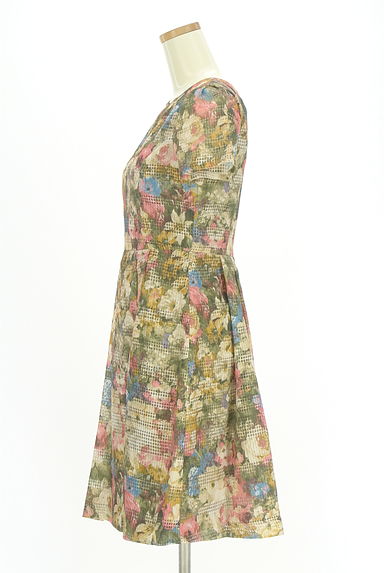 KarL Park Lane（カールパークレーン）の古着「透かしボーダー花柄膝丈ワンピース（ワンピース・チュニック）」大画像３へ