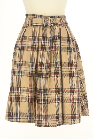 JILL by JILLSTUART（ジルバイジルスチュアート）の古着「ベルト付きチェック柄膝丈タックスカート（スカート）」大画像１へ