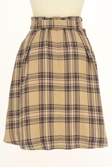 JILL by JILLSTUART（ジルバイジルスチュアート）の古着「ベルト付きチェック柄膝丈タックスカート（スカート）」大画像２へ