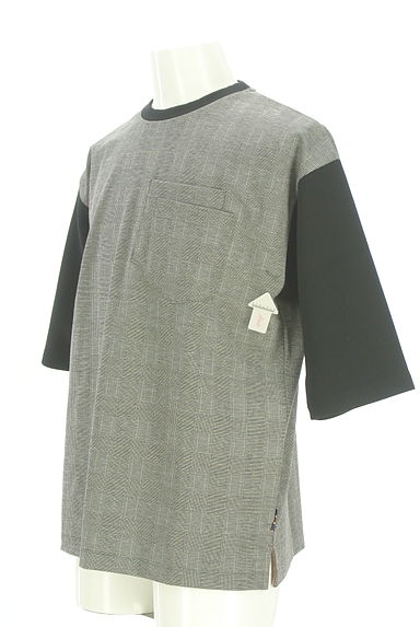 COMME CA COMMUNE（コムサコミューン）の古着「袖切替グレンチェックカットソー（カットソー・プルオーバー）」大画像４へ
