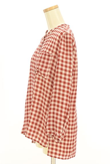 MARELLA（マレーラ）の古着「チェック柄ノーカラーシルクブラウス（ブラウス）」大画像３へ