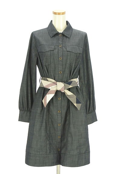 BLUE LABEL CRESTBRIDGE（ブルーレーベル・クレストブリッジ）の古着「リバーシブルベルト付き膝丈シャツワンピース（ワンピース・チュニック）」大画像４へ